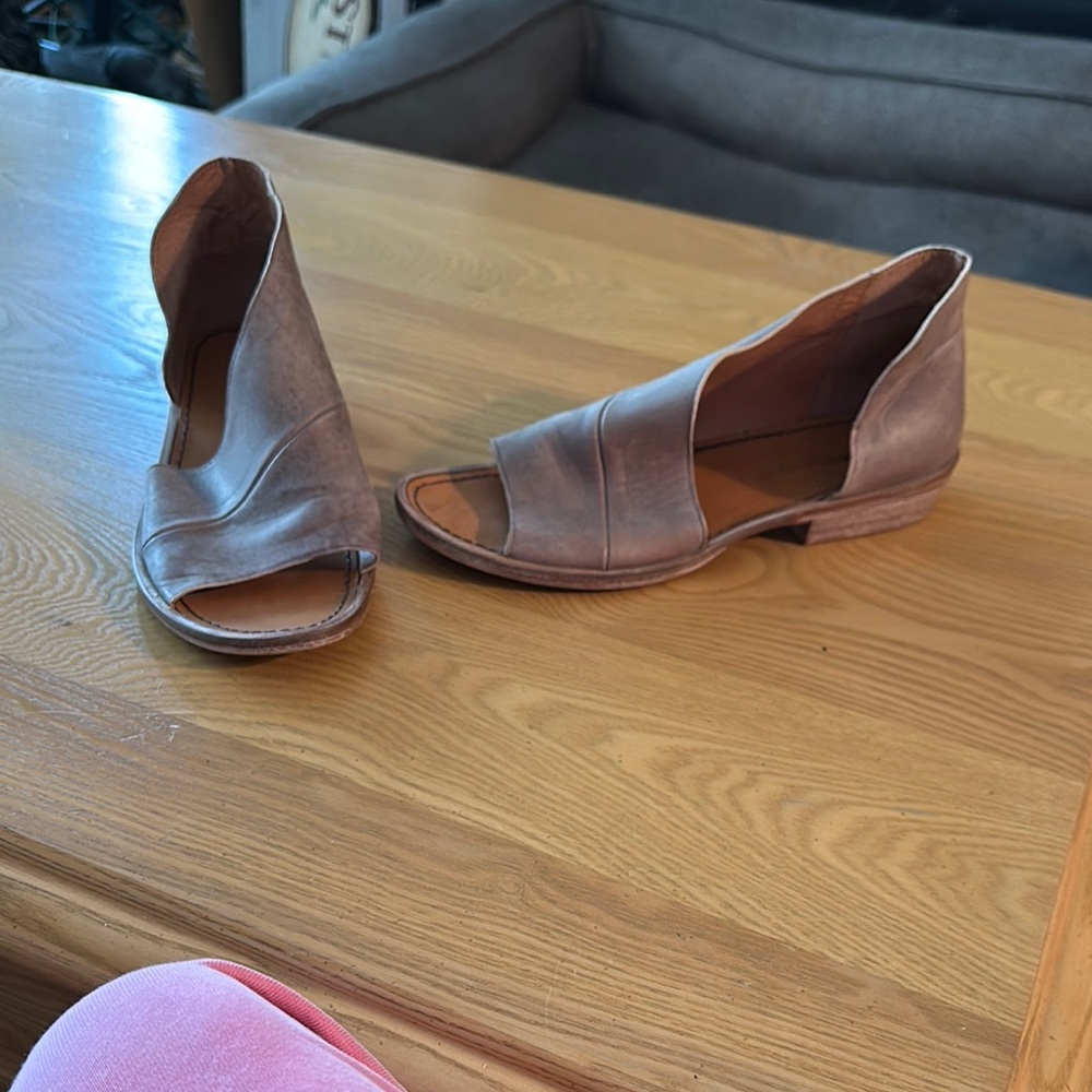 Free People Brown Mules with Open Toe and Cut-Out Design